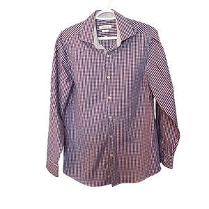 Perry Ellis Long Sleeved Button Down Purple Gingham Cotton Men's Shirt Size Men